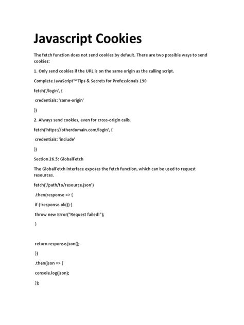 Javascript Cookies Pdf Scope Computer Science Java Script