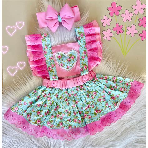 Jardineira Romper Saia Salopete Infantil Roupa De Menina Bebe Body