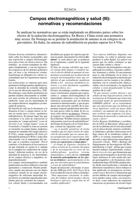 Pdf Campos Electromagnéticos Y Salud Iii Normativas