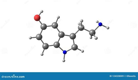 Estructura Molecular De La Serotonina Aislada En Blanco Stock De