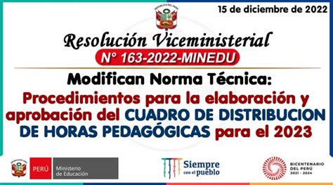 Rvm N° 163 2022 Minedu Norma TÉcnica Que Modifica La Rvm N° 315 2021