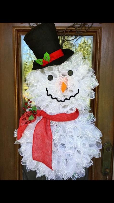 Deco Mesh Snowman Wreath Front Door Christmas Wreaths Ideas Christmas