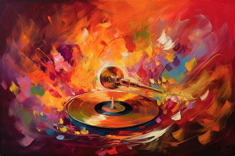 Picture Painted With Old Gramophone Music Day Concept Stock