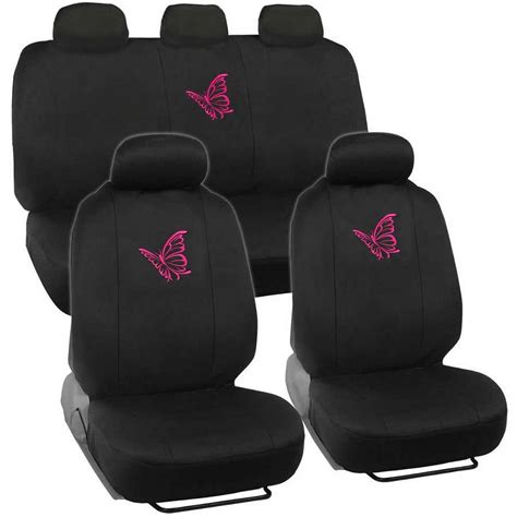 Bdk Pink Butterfly Design Car Seat Covers Full Set 9 Piece