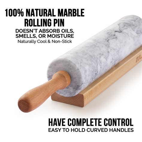 Zulay Kitchen 17 Inch Marble Rolling Pin With Stand Polished Marble