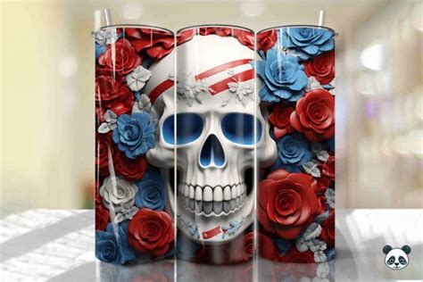 Patriotic Skull D Tumbler Wrap Graphic By Pandastic Creative Fabrica