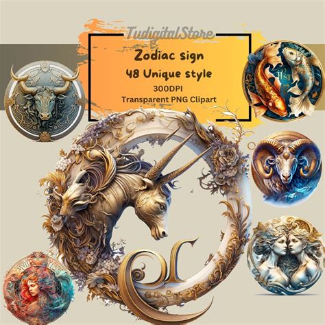 Zodiac Signs Clipart Horoscope Clip Art Bundle 48 PNG Zodiac Sings ...