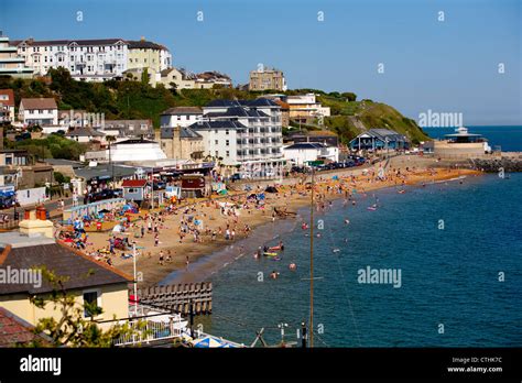 Seafront, Beach, bathers, Ventnor, Isle of Wight, England, UK Stock ...