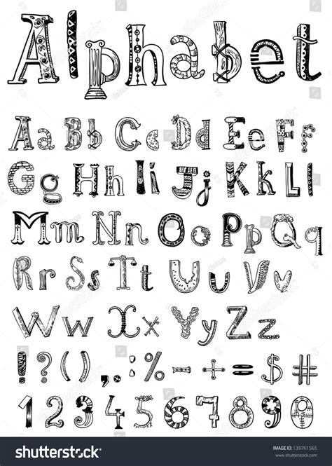 Hand Drawn Doodle Sketching Alphabet Stock Vector Illustration