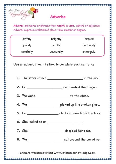 Adverb Worksheet Rd Grade