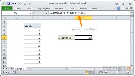 Excel Array Constant Exceljet