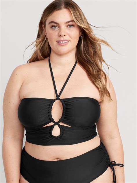 Cropped Cutout Halter Longline Bikini Swim Top Old Navy