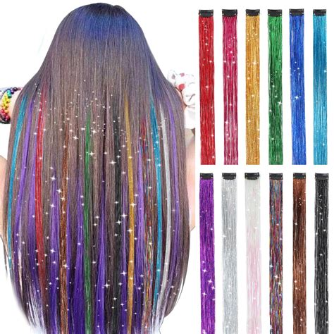 Amazon YONGYI 20 Inch 12pcs Glitter Colorful Clip On Fairy Hair