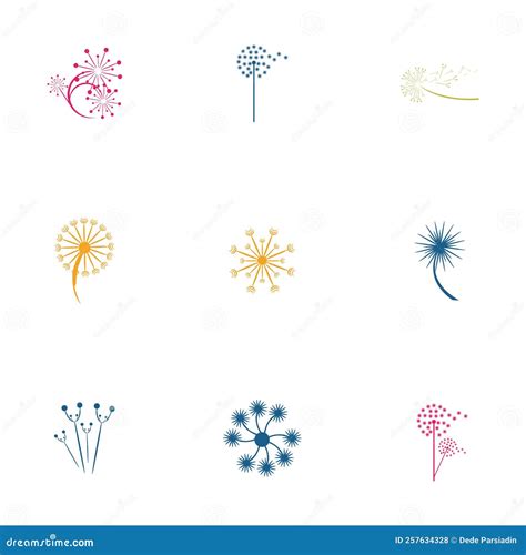 Dandelion Logo And Symbol Flower Illustration Design Stock Vector