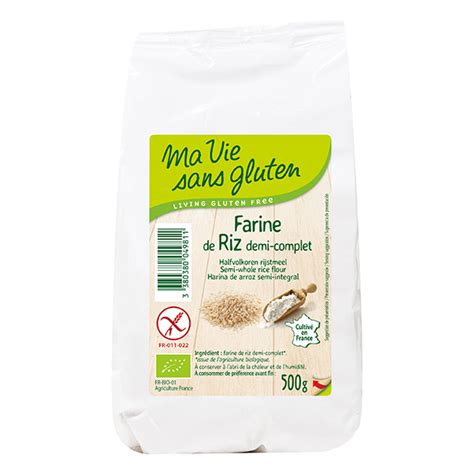 Ma vie sans gluten Farine de riz demi complète bio 500 G bio Maroc