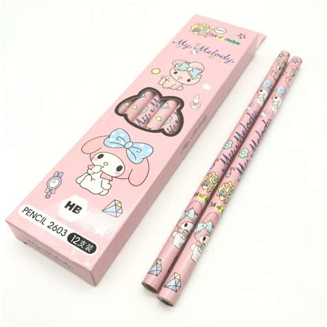 12 adet Sanrio Kalem Kawaii Mymelody Kuromi Cinnamoroll Karikatür