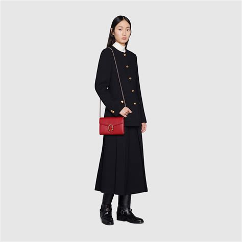 Mini sac Dionysus en cuir avec chaîne en cuir rouge foncé GUCCI FR