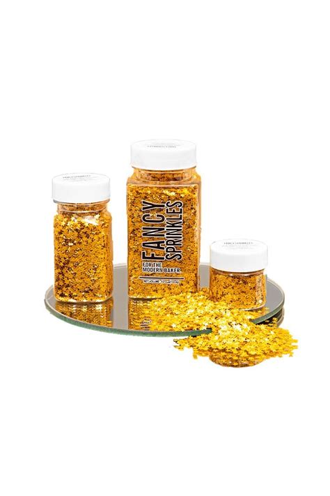 Edible Gold Glitter | Star-Shaped Glitter Sprinkles | Fancy Sprinkles