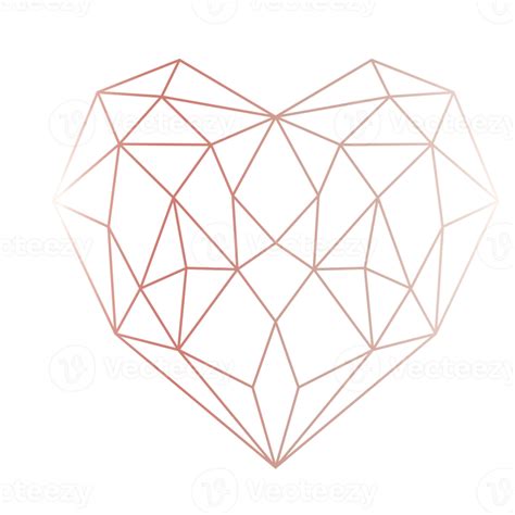 Rose Gold Heart Geometric Png