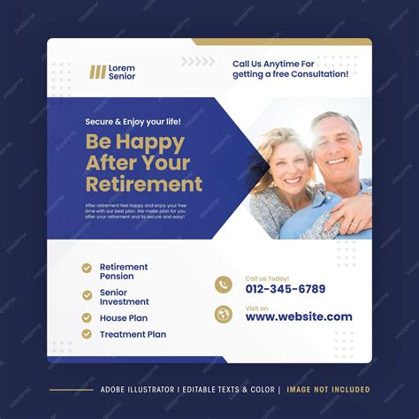 Premium Vector | Retirement planning social media post design or senior