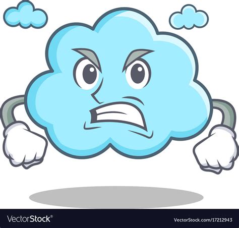 Angry cute cloud character cartoon Royalty Free Vector Image