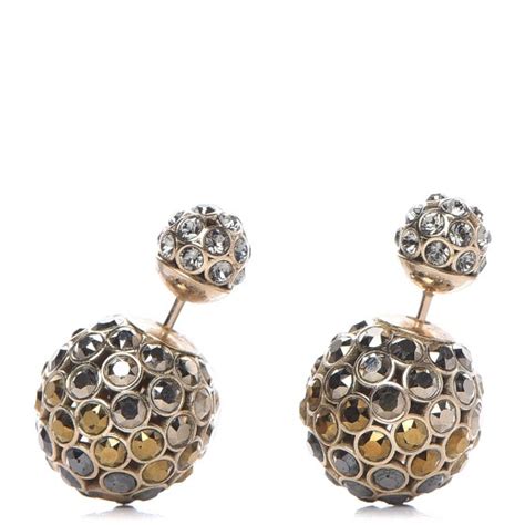 CHRISTIAN DIOR Crystal Mise En Dior Tribal Earrings Gold 307397