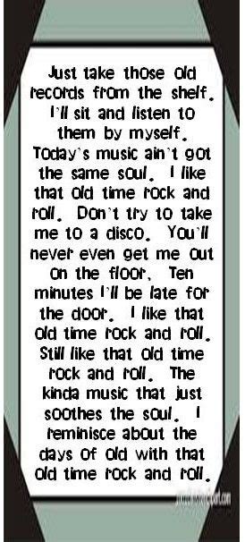 Bob Segar Old Time Rock And Roll Lyrics To Live By Bob Seger Lyrics