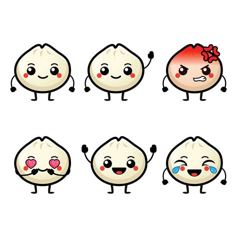 Cute Dimsum Characters Vector Illustration 6431617 Vector Art At Vecteezy