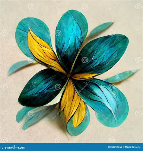 Teal And Yellow Abstract Flower Illustration Stock Illustration Illustration Of Floral