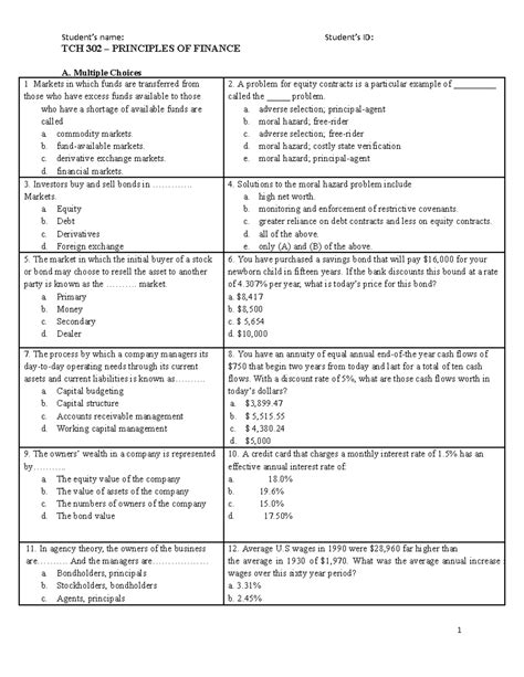 Principles Of Exercise Mock Exam 1