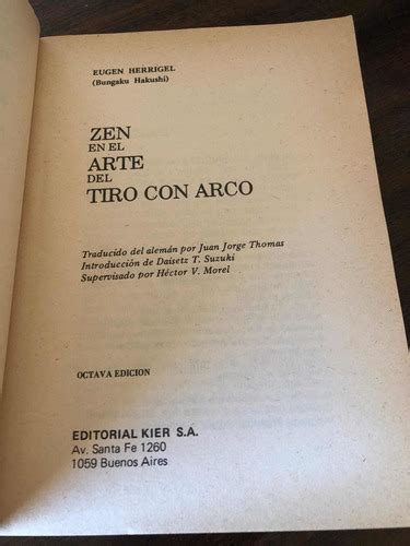 Zen En El Arte Del Tiro Al Arco Eugen Herrigel Kier Original Mercadolibre