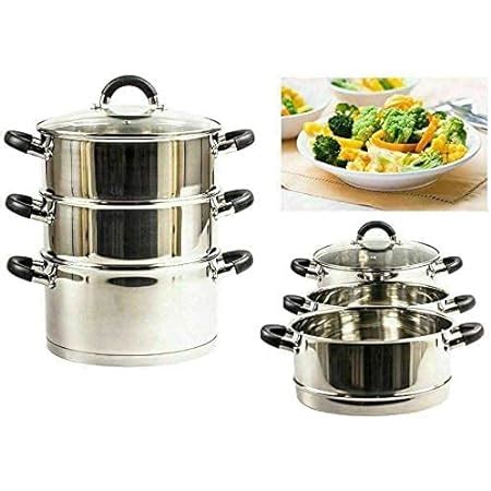 Kitchencraft Kccvsteam Tier Food Steamer Pan Stock Pot In Gift Box