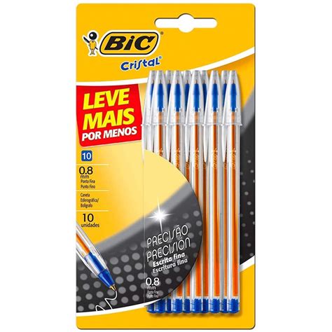 Caneta Esferogr Fica Ponta Fina Mm Azul Bic Cristal Precis O C