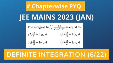 Jee Mains 2023 25 Jan Shift 2 Definite Integration 622 Youtube