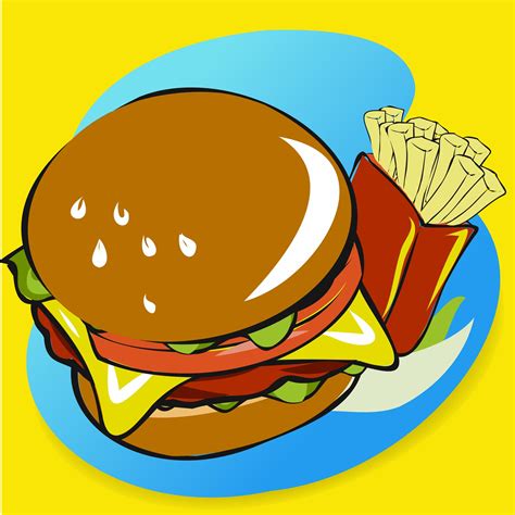 Hand Drawn Hamburger And French Fries 1225438 Vector Art At Vecteezy