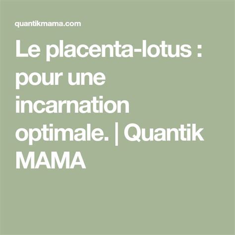 Le Placenta Lotus Pour Une Incarnation Optimale Quantik Mama