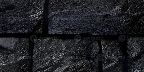 Black Wall Slate Texture Rough Background Dark Concrete Floor Or Old