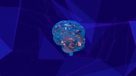 Digital Animation Of Human Brain Spinning Against Plexus Network On