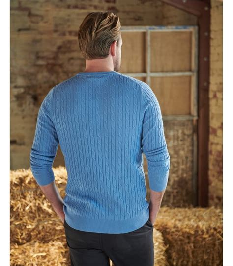 Cerulean Blue Cashmere Merino Cable Sweater Woolovers Us