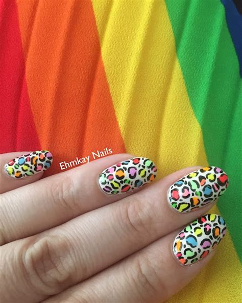 Ehmkay Nails 8th Blogging Anniversary Rainbow Neon Leopard Nail Art