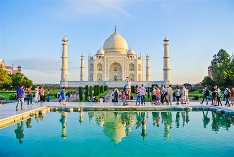 Tourists At Taj Mahal Stock Photo - Download Image Now - iStock