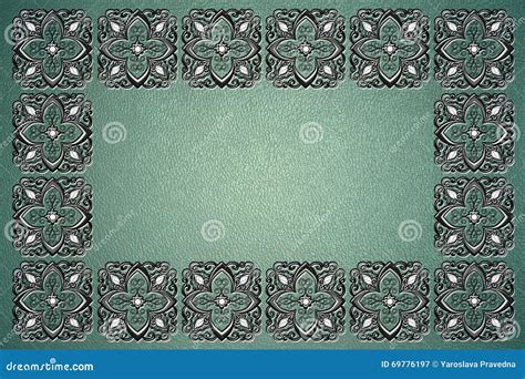 Turquoise Floral Frame Stock Image Image Of Drawing 69776197