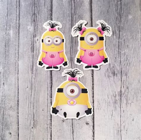 Pink Girl Minions Matte Vinyl Stickers 2.75 Die Cut Laptop Sticker ...