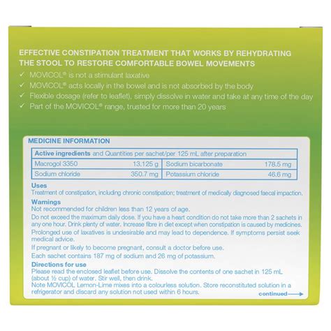 Buy Movicol Adult Lemon Lime 30 Sachets Online at Chemist Warehouse®