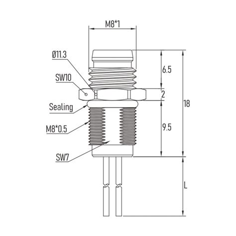 Panel Receptacle M8 Connector 8 Pin A Code Male Rear Mount With 0 5m