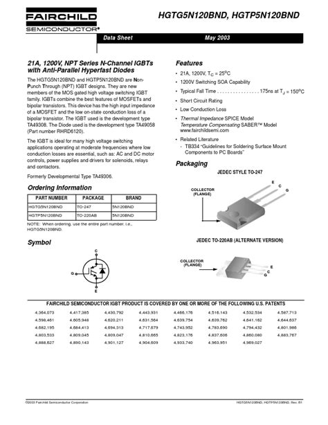 Hgtp N Datasheet N Channel Igbt