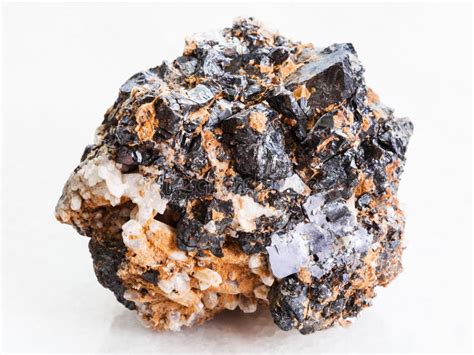 Raw Galena And Sphalerite Crystals On Quartz Rock Stock Image Image