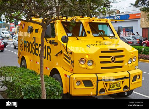 Armoured Security Vehicle Miraflores District Of Lima Peru Stock