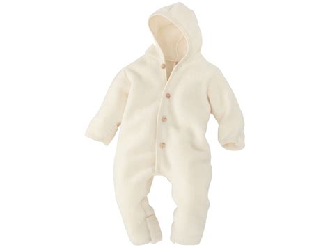 Engel Natur Baby Kapuzenoverall Bio Merinowolle Fleece Natur Gr 50 56