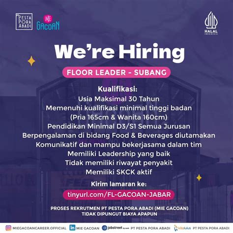 Lowongan Kerja Subang Mie Gacoan Subang Januari Terbaru Loker